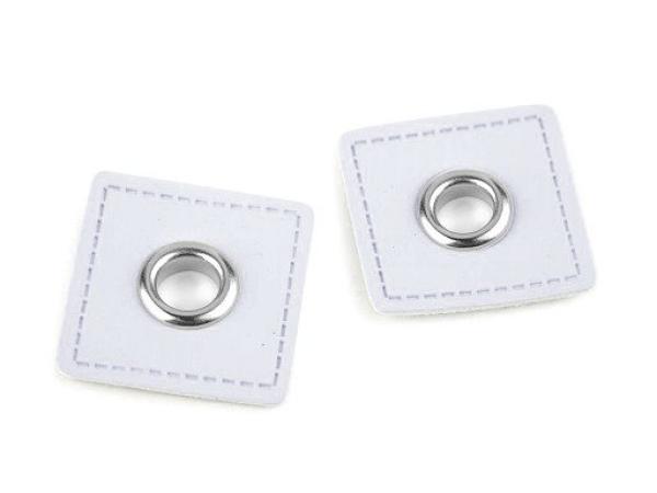 Ösen-Patches  Breite 30 mm ,Höhe 30 mm , Ø 8 mm, Hellgrau Nickel glänzend